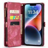 Caseme 2-i-1 Multifunktionel iPhone 14 Plus Pung - Rød