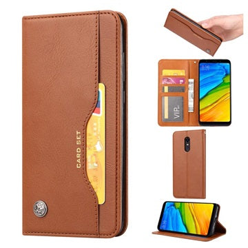 Kort Sæt Series OnePlus 6T Flip Cover med Pung - Brun