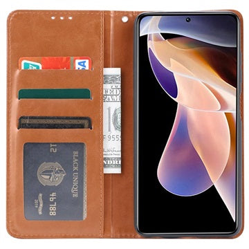 Card Set Series Xiaomi Redmi Note 11 Pro/Note 11 Pro+ Flip Cover med Pung - Brun