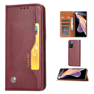Card Set Series Xiaomi Redmi Note 11 Pro/Note 11 Pro+ Flip Cover med Pung - Vinrød