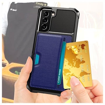 Kortholder Samsung Galaxy S21 5G Hybrid Cover - Blå