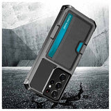 Kortholder Samsung Galaxy S21 Ultra 5G Hybrid Cover - Sort