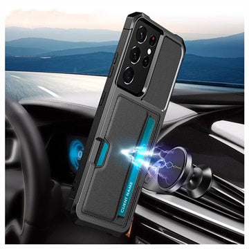 Kortholder Samsung Galaxy S21 Ultra 5G Hybrid Cover - Sort