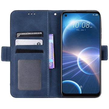 HTC Desire 22 Pro Pung Cover med Kortholder - Blå