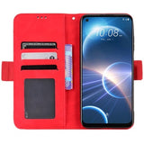 HTC Desire 22 Pro Pung Cover med Kortholder - Rød
