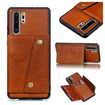 Huawei P30 Pro Pung Cover med Kortholder - Brun