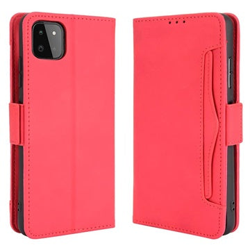 Samsung Galaxy A22 5G, Galaxy F42 5G Pung Cover med Kortholder - Rød