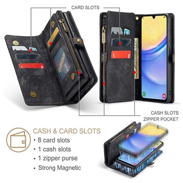 Samsung Galaxy A16 5G Caseme 008 2-i-1 Multifunktionel Pung - Sort