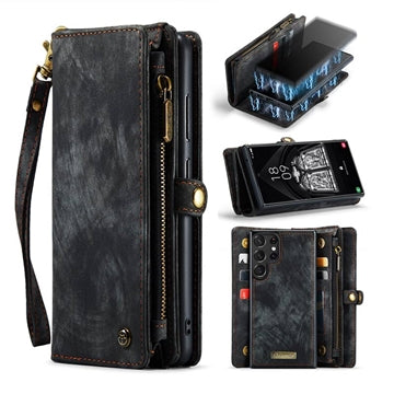 Samsung Galaxy S23 Ultra 5G Caseme 008 2-i-1 Multifunktionel Pung - Sort
