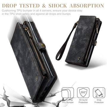 Samsung Galaxy S23 Ultra 5G Caseme 008 2-i-1 Multifunktionel Pung - Sort