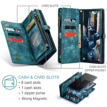Samsung Galaxy S23 Ultra 5G Caseme 008 2-i-1 Multifunktionel Pung - Blå