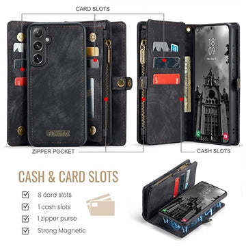Samsung Galaxy S24 FE Caseme 008 2-i-1 Multifunktionel Pung - Sort