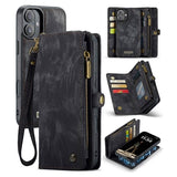 iPhone 16 Plus Caseme 008 2-i-1 Multifunktionel Pung - Sort
