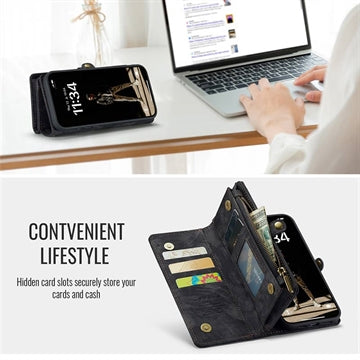 iPhone 16 Plus Caseme 008 2-i-1 Multifunktionel Pung - Sort