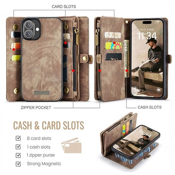 iPhone 16 Plus Caseme 008 2-i-1 Multifunktionel Pung - Brun
