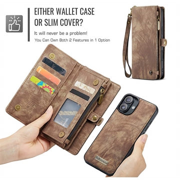 iPhone 16 Plus Caseme 008 2-i-1 Multifunktionel Pung - Brun