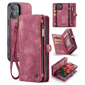 iPhone 16 Plus Caseme 008 2-i-1 Multifunktionel Pung - Rød