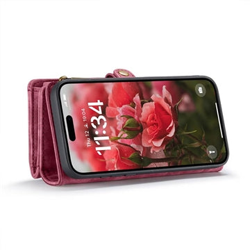 iPhone 16 Plus Caseme 008 2-i-1 Multifunktionel Pung - Rød