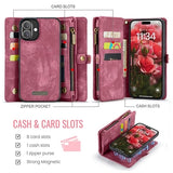 iPhone 16 Plus Caseme 008 2-i-1 Multifunktionel Pung - Rød