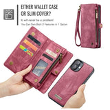 iPhone 16 Plus Caseme 008 2-i-1 Multifunktionel Pung - Rød
