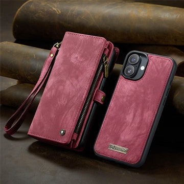 iPhone 16 Plus Caseme 008 2-i-1 Multifunktionel Pung - Rød