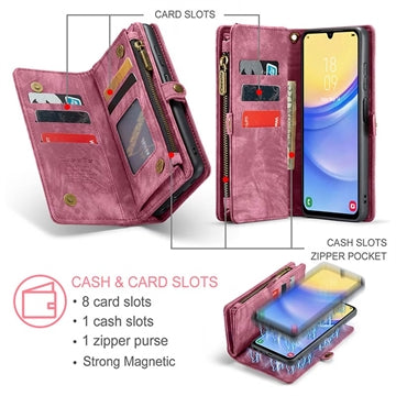 Samsung Galaxy A16 5G Caseme 008 2-i-1 Multifunktionel Pung - Rød