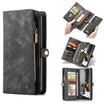 Caseme 2-i-1 Multifunktionel Samsung Galaxy S22 Ultra 5G Pung - Sort