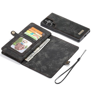 Caseme 2-i-1 Multifunktionel Samsung Galaxy S22 Ultra 5G Pung - Sort