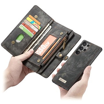 Caseme 2-i-1 Multifunktionel Samsung Galaxy S22 Ultra 5G Pung - Sort