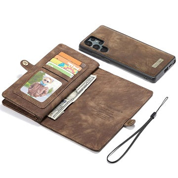 Caseme 2-i-1 Multifunktionel Samsung Galaxy S22 Ultra 5G Pung - Brun