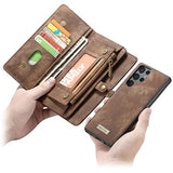 Caseme 2-i-1 Multifunktionel Samsung Galaxy S22 Ultra 5G Pung - Brun
