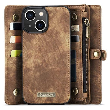 iPhone 15 Caseme 2-i-1 Multifunktionel Pung Cover - Brun