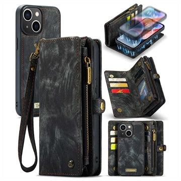 iPhone 15 Plus Caseme 2-i-1 Multifunktionel Pung Cover - Sort