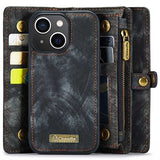iPhone 15 Plus Caseme 2-i-1 Multifunktionel Pung Cover - Sort