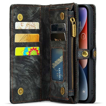 iPhone 15 Plus Caseme 2-i-1 Multifunktionel Pung Cover - Sort