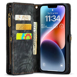 iPhone 15 Plus Caseme 2-i-1 Multifunktionel Pung Cover - Sort