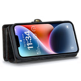 iPhone 15 Plus Caseme 2-i-1 Multifunktionel Pung Cover - Sort