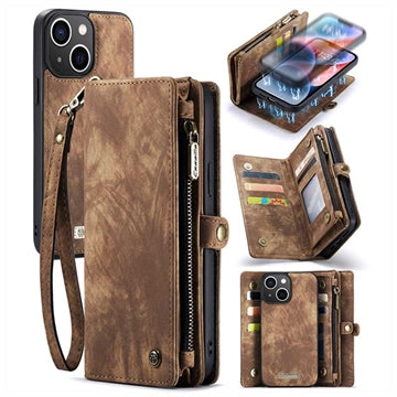 iPhone 15 Plus Caseme 2-i-1 Multifunktionel Pung Cover - Brun