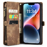 iPhone 15 Plus Caseme 2-i-1 Multifunktionel Pung Cover - Brun