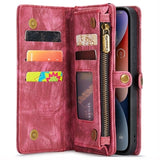 iPhone 15 Plus Caseme 2-i-1 Multifunktionel Pung Cover - Rød