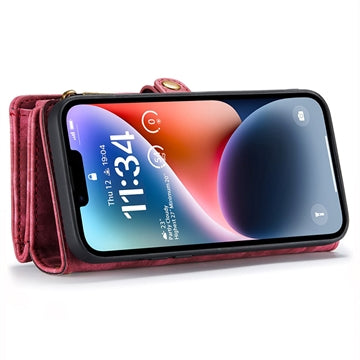 iPhone 15 Plus Caseme 2-i-1 Multifunktionel Pung Cover - Rød