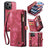 iPhone 15 Caseme 2-i-1 Multifunktionel Pung Cover - Rød