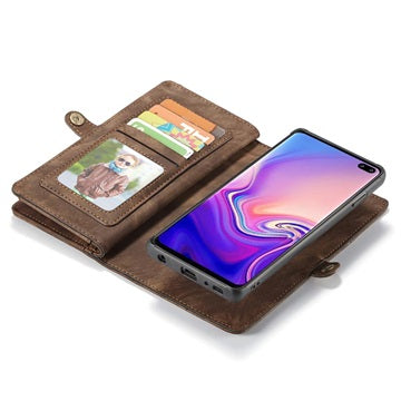 Caseme 2-i-1 Multifunktionel Samsung Galaxy S10 Pung Taske - Brun