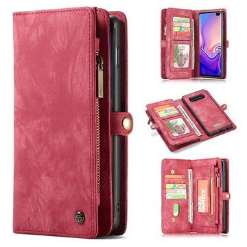 Caseme 2-i-1 Multifunktionel Samsung Galaxy S10+ Pung - Rød
