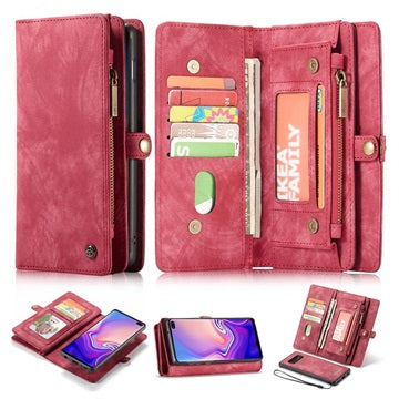 Caseme 2-i-1 Multifunktionel Samsung Galaxy S10+ Pung - Rød
