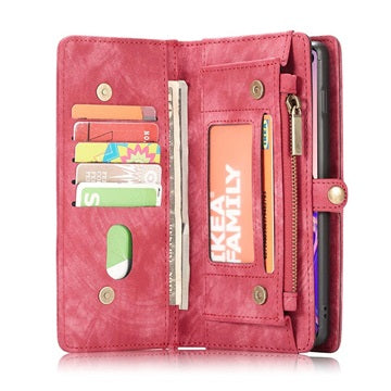 Caseme 2-i-1 Multifunktionel Samsung Galaxy S10+ Pung - Rød