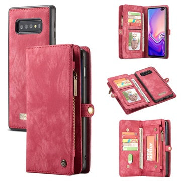 Caseme 2-i-1 Multifunktionel Samsung Galaxy S10 Pung Taske - Rød