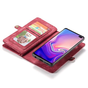 Caseme 2-i-1 Multifunktionel Samsung Galaxy S10 Pung Taske - Rød