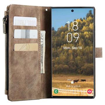 Caseme C30 Multifunktionel Samsung Galaxy S22 Ultra 5G Pung - Brun