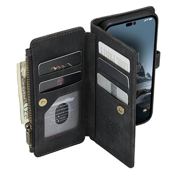 Caseme C30 Multifunktionel iPhone 14 Pro Pung - Sort